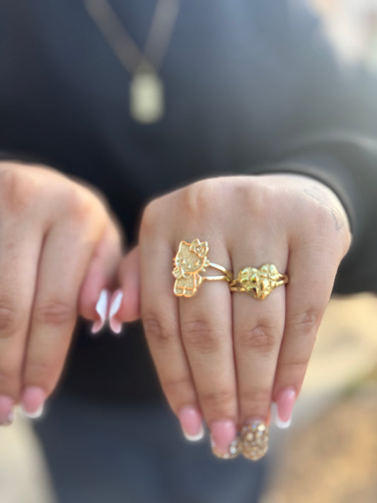 Gold plated nugget heart ring